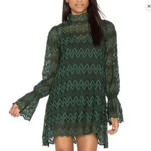 Free People Simone Crochet Lace High Neck Mini Dress
